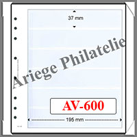 Feuilles AV 600 - Feuilles NEUTRES (Paquet de 5) - 6 Bandes Transparentes (AV600)