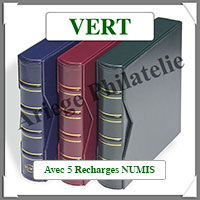 Reliure NUMIS CLASSIC - VERT - Avec 5 Pages Monnaies (301280 ou CLNUMKAG)