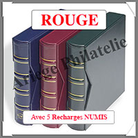 Reliure NUMIS CLASSIC - ROUGE - Avec 5 Pages Monnaies (327836 ou CLNUMKAR)