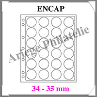 Pages GRANDE ENCAP - 24 Cases - CAPSULES de 34  35 mm - Set de 2 Pages Transparentes (343213 ou ENCAP34-35)