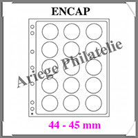 Pages GRANDE ENCAP - 15 Cases - CAPSULES de 44  45 mm - Set de 2 Pages Transparentes (346717 ou ENCAP44-45)