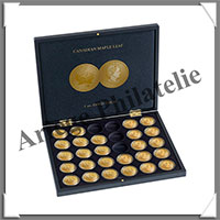 COFFRET NOIR - 1 Etage - 30 Cases Circulaires de 35 mm - Monnaies MAPLE LEAF en OR sous Capsules (365159 ou HMK30KMAPLE)