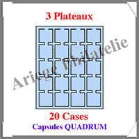 COFFRET ACAJOU - 3 Etages - 60 Cases Carres de 50x50 mm - QUADRUM ou Etuis Cartonns (304747 ou HMK3T20M BL)