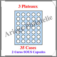 COFFRET ACAJOU - 3 Etages - 105 Cases Circulaires de 32 mm - 2 Euros SOUS Capsules (303369 ou HMK3TC2EU)