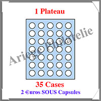 COFFRET ACAJOU - 1 Etage - 35 Cases Circulaires de 32 mm - 2 Euros SOUS Capsules (323638 ou HMKCAPS2EU)