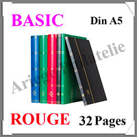 Classeur BASIC - 32 Pages NOIRES -  DIN A5 - ROUGE (339362 ou LS2-16-R)