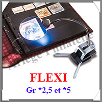 LOUPE de BUREAU Flexible - 2 LED - Grossissement x2,5 et x5  - Lentille 88 mm (367083 ou LU163F)