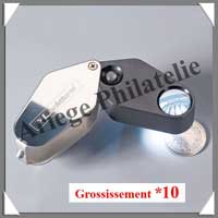 LOUPE de PRECISION Chrome - 1 LED - Grossissement x10  - Lentille 18 mm (329828 ou LU24LED)
