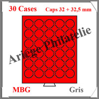 MEDAILLIER Gris - 30 Cases pour Capsules de 32 et 32,5 mm (316556 ou MBGCAPS32)