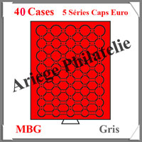 MEDAILLIER Gris - 40 Cases pour Capsules - 5 Sries EURO (307875 ou MBGCAPSEURO)