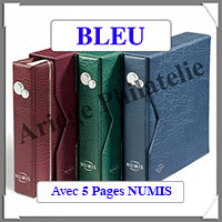 Reliure NUMIS - AVEC Etui assorti - BLEU - Avec 5 Pages Monnaies (338787 ou NUMISSETBL)