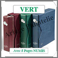 Reliure NUMIS - AVEC Etui assorti - VERT - Avec 5 Pages Monnaies (338788 ou NUMISSETG)