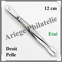 PINCE Philatlie LUXE 12 cm - Bout DROIT PELLE - 328216 - Pi32