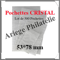 POCHETTES en CRISTAL - 53*78 mm - Rabat de 14 mm  - Paquet de 500 (LI-702)