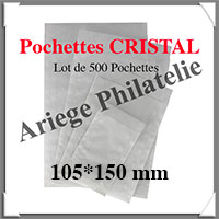 POCHETTES en CRISTAL - 105*150 mm - Rabat de 20 mm  - Paquet de 500 (LI-709)