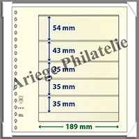 Feuilles NEUTRES - LINDNER T - 5 BANDES - 189x54, 43, 35, 35 et 35 mm (802503)