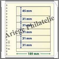 Feuilles NEUTRES - LINDNER T - 6 BANDES - 189x45, 31, 31, 31, 31 et 31 mm (802602)