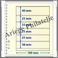 Feuilles NEUTRES - LINDNER T - 6 BANDES - 189x45, 31, 31, 31, 31 et 36 mm (802604)