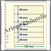 Feuilles NEUTRES - LINDNER T - 6 BANDES - 189x48, 44, 28, 28, 28 et 28 mm (802605)