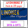 ANDORRE Française - Pack 1931 à 1971 - Timbres Courants (T124) Lindner
