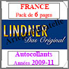 FRANCE - Pack 2009 à 2011 - Timbres Autocollants (T132/09SA) Lindner