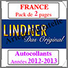 FRANCE - Pack 2012 à 2013 - Timbres Autocollants (T132/12SA) Lindner
