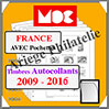 FRANCE - Timbres Autocollants - Jeu de 2009 à 2016 - AVEC Pochettes (MC15TA ou 341143) Moc