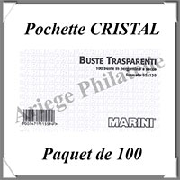 POCHETTES en CRISTAL - Pour Timbres - 85*130 mm - Sachet de 100 (135866)