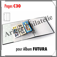 Pages FUTURA Plastique Transparent - C30 - 3 Bandes Verticales : 75x290 mm - Paquet de 5 Pages (1634)