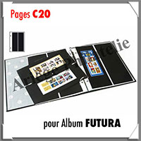 Pages FUTURA Plastique Transparent - C20 - 2 Bandes Verticales : 115x290 mm - Paquet de 5 Pages (1635)