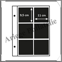 Pages FUTURA Plastique Transparent - E6 - 6 Cases : 95x110 mm - Paquet de 5 Pages (1636)