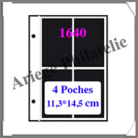 Pages FUTURA Plastique Transparent - C40 - 4 Poches : 113x145 mm - Paquet de 5 Pages (1640)