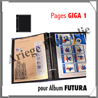 Pages FUTURA Plastique Noir - GIGA 1 - 1 Poche : 230x290 mm - Paquet de 5 Pages (1787)