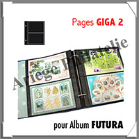 Pages FUTURA Plastique Noir - GIGA 2 - 2 Poches : 145x230 mm - Paquet de 5 Pages (1789)