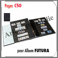 Pages FUTURA Carton Noir - C50 - 6 Bandes - Recto-Verso - Paquet de 5 Pages (17910)