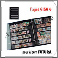 Pages FUTURA Plastique Noir - GIGA 6 - 6 Bandes : 40x230 mm - Paquet de 5 Pages (1796)