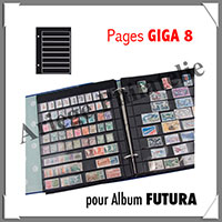 Pages FUTURA Plastique Noir - GIGA 8 - 8 Bandes : 23x230 mm - Paquet de 5 Pages (1798)