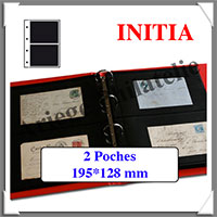 Pages INITIA Plastique Noir - INITIA 2 - 2 Poches : 195x128 mm - Paquet de 10 Pages (24403)