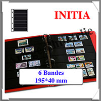 Pages INITIA Plastique Noir - INITIA 6 - 6 Bandes : 195x40 mm - Paquet de 10 Pages (24404)