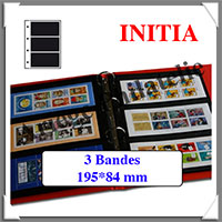 Pages INITIA Plastique Noir - INITIA 3 - 3 Bandes : 195x84 mm - Paquet de 10 Pages (24409)