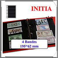 Pages INITIA Plastique Noir - INITIA 4 - 4 Bandes : 195x62 mm - Paquet de 10 Pages (24410)