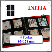 Pages INITIA Plastique Noir - INITIA 4V - 4 Cases : 97x128 mm - Paquet de 10 Pages (24411)