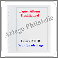 Feuilles NEUTRES BLANCHES en PAPIER Album Traditionnel avec Encadrement Noir - SANS Quadrillage - Paquet de 10 Feuilles (KABLATT21 ou 308709 )