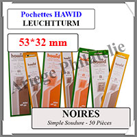HAWID Pochettes Noires : 53x32 mm - Simple Soudure (366360)