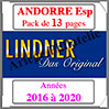ANDORRE Espagnole - Pack 2016  2020 - Timbres Courants (T123)-16 Lindner